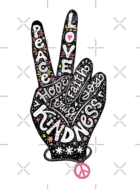 Peace Sign With Words Peace Love Faith Joy Hope Kindness Trust
