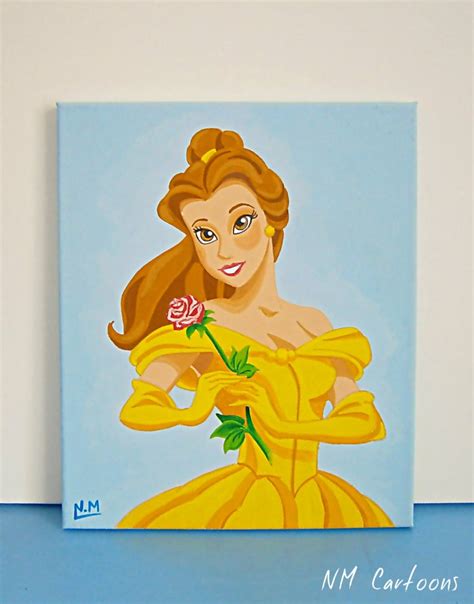 Belle Disney Princess Canvas Acrylic Painting For Kids Rooms Etsy