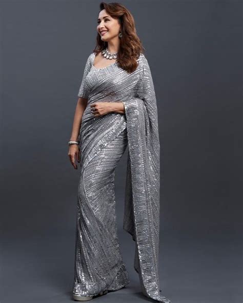 In Love With Manish Malhotras Stylish Silver Saree Design Take Cues