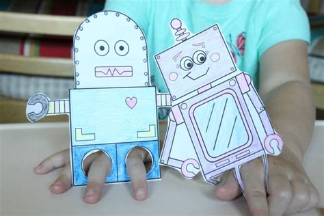 Quick And Easy Printable Craft For Kids 4 Robot Finger Puppets Are A