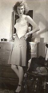Org Vintage S S Sepia Semi Nude RP Skinny Brunette Takes Off Skirt Mirror EBay
