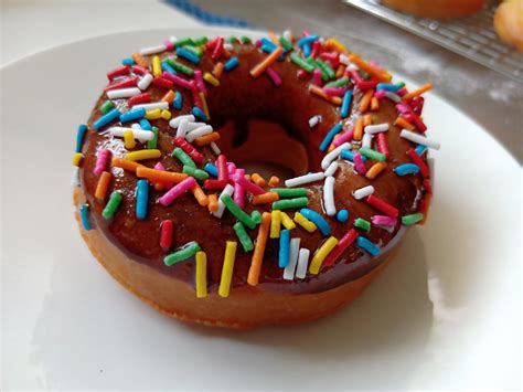 [homemade] Chocolate Glazed Donut With Rainbow Sprinkles R Food