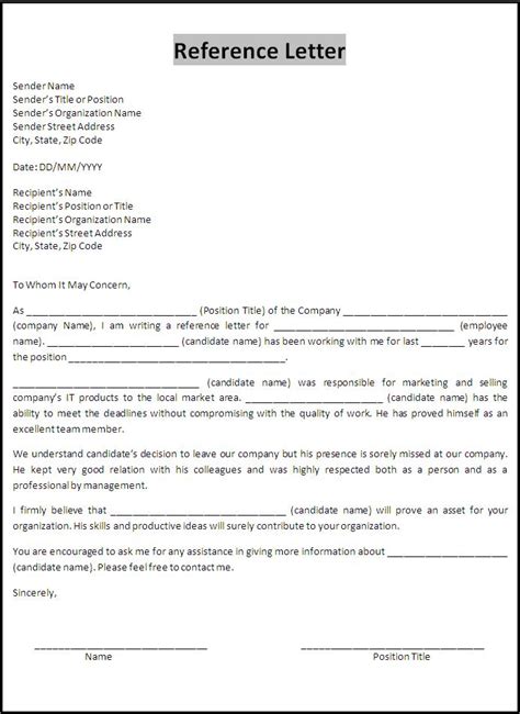 Sample Reference Letter Free Words Templates
