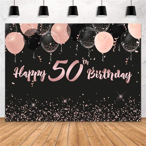 Sensfun Happy 50th Birthday Backdrop Pink Glitter Fabulous Images And