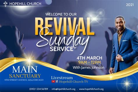Revival Sunday Service Flyer Template Postermywall