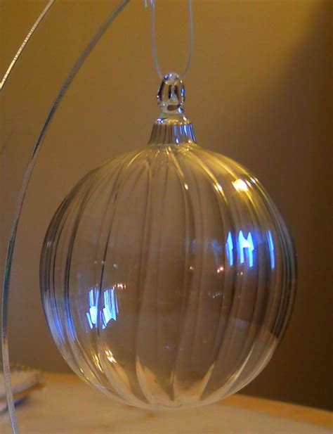 Medium Clear Ribbed Glass Ornament Hand Blown And Sculpted By Etsy