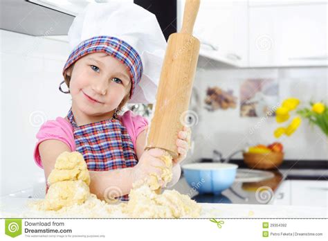 Beautiful Little Girl With Rolling Pin Stock Photo Image
