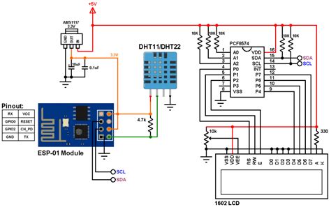 Esp8266 With Dht11 And Dht22 Sensors Simple Circuit