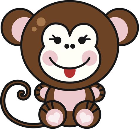 Cute Kawaii Animal In Costume Cartoon Monkey Vinyl Decal Sticker