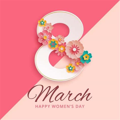 8 March International Womens Day With Paper Flowers Luckystudio4u