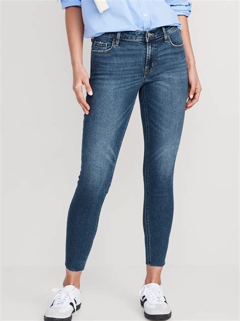 Mid Rise Rockstar Super Skinny Cut Off Ankle Jeans For Women Old Navy