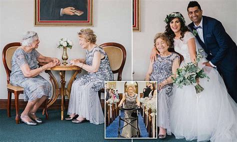 couple invite their grandmothers to be flower girls at their wedding wedding flower girl