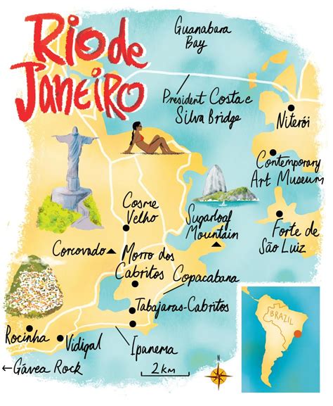 Mapa De Rio De Janeiro Con Lugares Turisticos