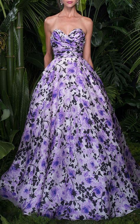 Strapless Floral Print Organza Gown Gowns Organza Gowns Beautiful