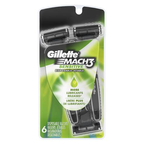 Gillette Mach3 Sensitive Mens Disposable Razors 6 Count