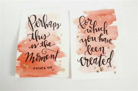 Hand Lettered Original Set Of Two 4x6 Pink And Orange Watercolor Esther