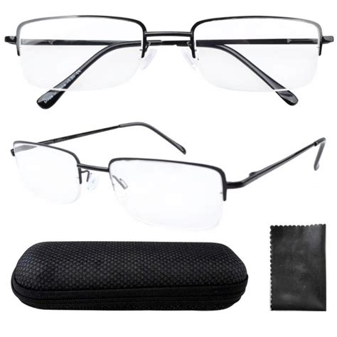 r1511 black rectangle half rim spring hinges reading glasses 1 00 1 50 2 00 2 25 2 50 2 75 3 00