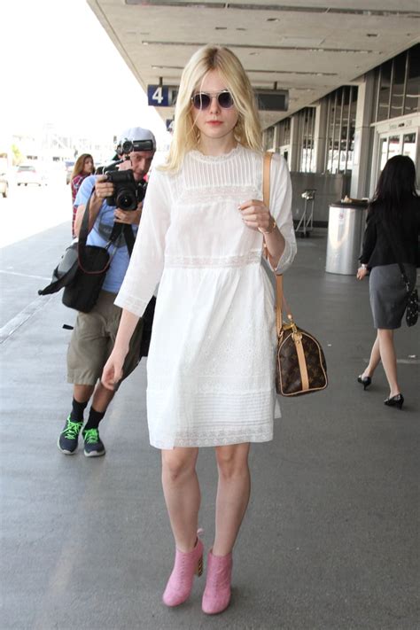 A Loose White Dress And Pink Booties Really Made Elle Fannings
