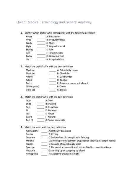 Medical Terminology Questions And Answers Pdf Fill Out Sign Online