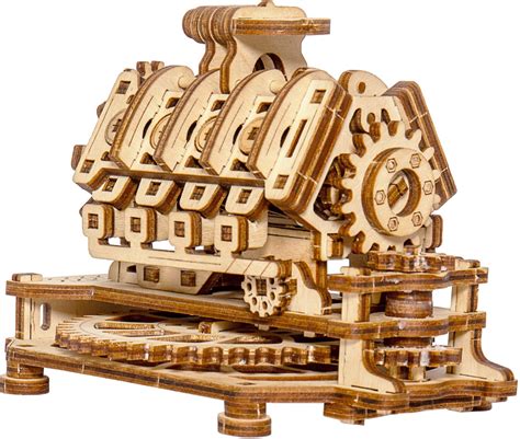 Wooden V8 Engine Kit Mechanical 3d Model Includes 200