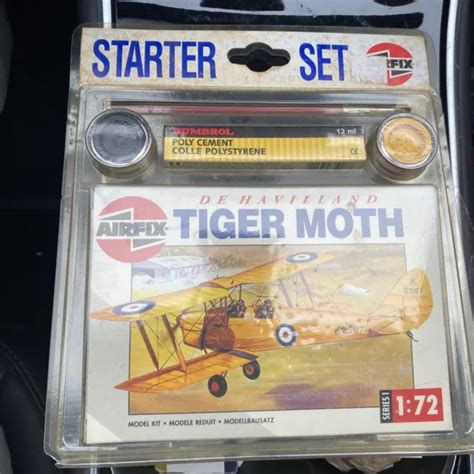 VINTAGE AIRFIX TIGER Moth Model Airplane Kit Starter Set De