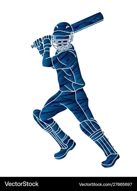 Cricket Batsman Sport Player Action Cartoon Vector Image