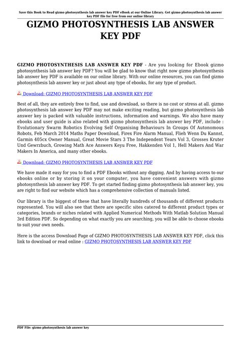 Learn vocabulary, terms and more with flashcards, games and other study tools. gizmo photosynthesis lab answer key (1)