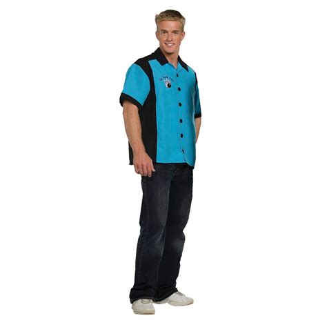 Mens Bowling Shirt Turq Costume X Large Size Xl Blue Mens