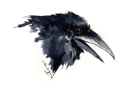 Crow Painting Raven Art Original Watercolor Bird Artwork Etsy