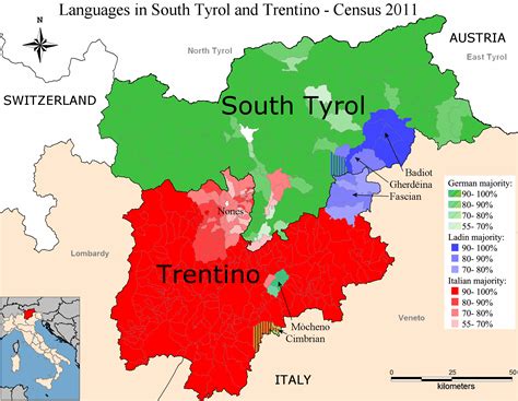 Languages In South Tyrol And Trentino Italy 2011 Alto Adige Mappe