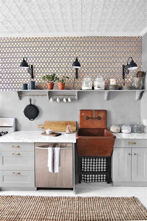 15 Beautiful Ways To Use Wallpaper In Your Kitchen Kitchen Decor