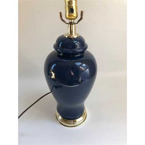 1970s Vintage Navy Blue Ginger Jar Table Lamp Chairish