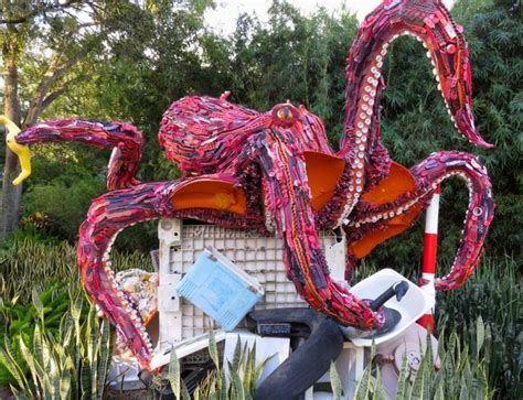 A Sculpture Of A Giant Octopus Made Of Ocean Debris Waste Art