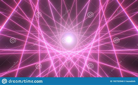 Retro Pink Synthwave Laser Beam Light Tunnel With Neon Glow Lines