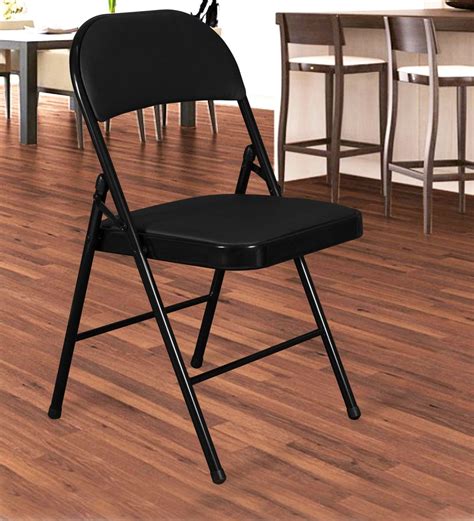 Padded Metal Caf  Folding Chair In Black Colour By Story Home Padded Metal Caf  Folding Chair In Bla Bgnspf 