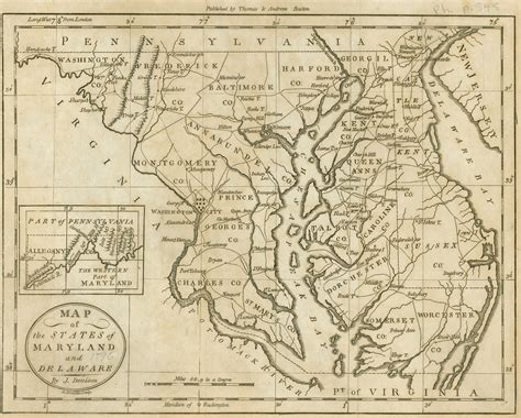 Map Of Maryland With The Delaware Counties