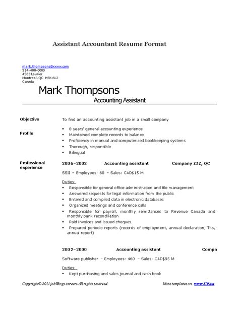 Assistant Accountant Resume Templates At