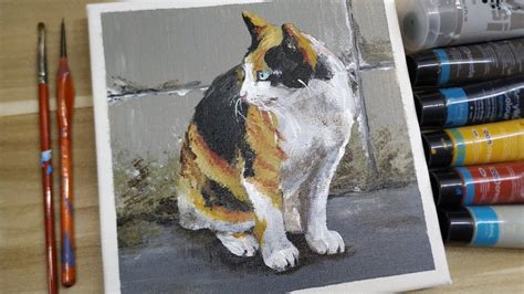 Acrylic Painting How To Paint A Calico Cat Easy Painting Tutorial