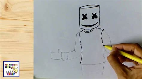 How To Draw Marshmello Marshmallow Step By Step Easy Tutorial Of