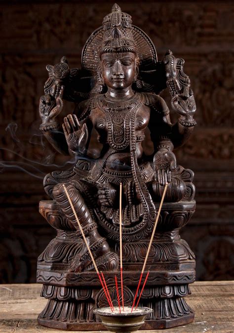 Sold Seated Hand Carved Abhaya Mudra Vishnu Hindu God Of Preservation Statue 24 97w3a Hindu