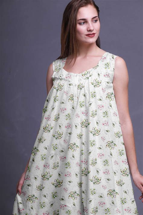 Bimba Floral Cotton Nightgowns For Women Sleeveless Gown Sleepwear Maxi Fl 848c Ebay
