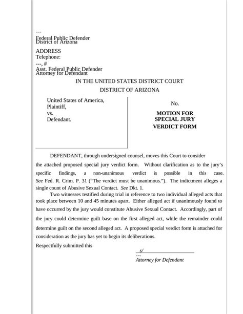 Motion For Special Jury Verdict Form Attorney Docs The Legal