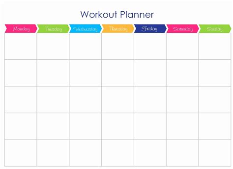 Blank workout planner
