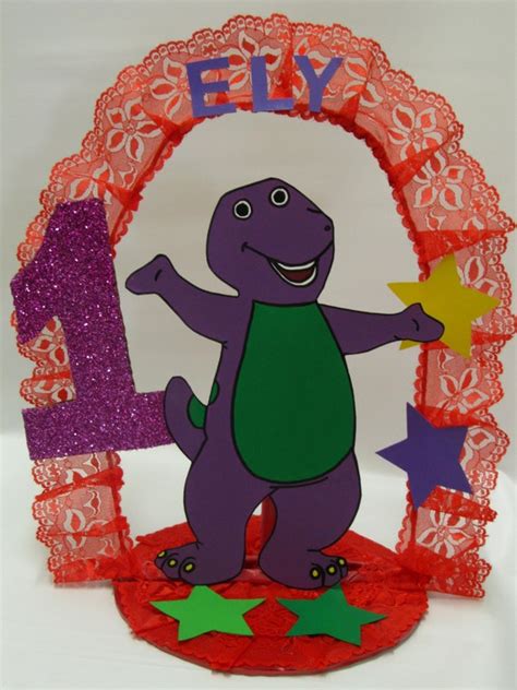 Barney Personalized 1st Birthday Cake Toppercenterpiece Etsy