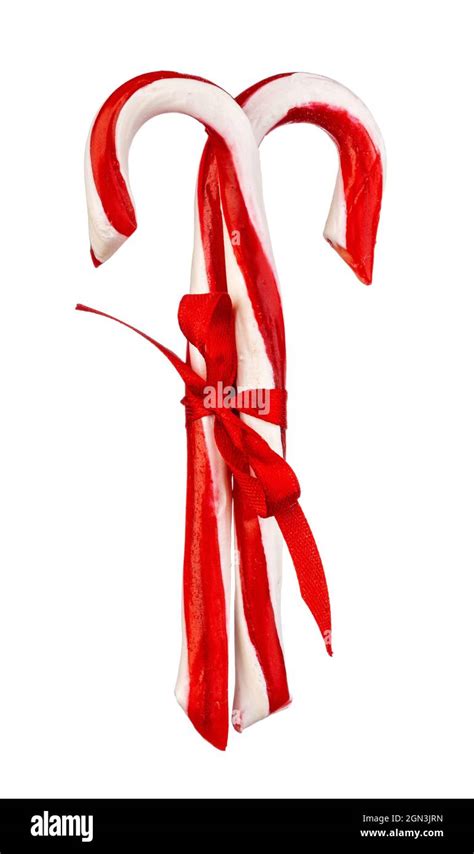 Two Candy Canes Isolated On White Background Stock Photo Alamy