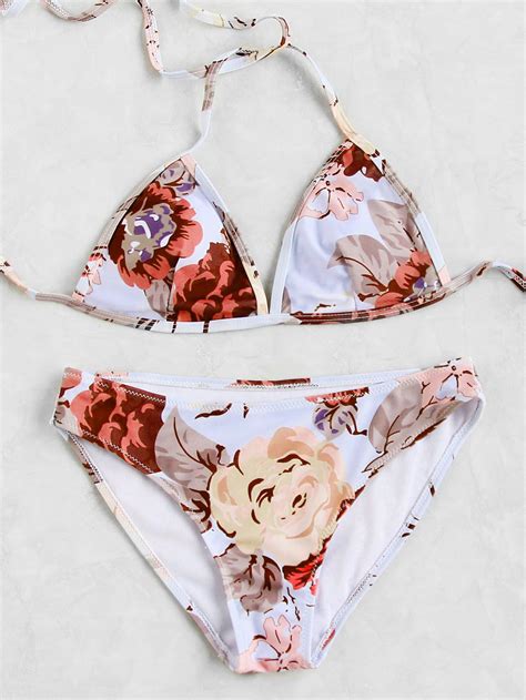 Shop Calico Print Triangle Bikini Set Online Shein Offers Calico Print