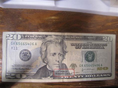 2004 A 20 00 Bill United States Federal Reserve Note Gk Twenty