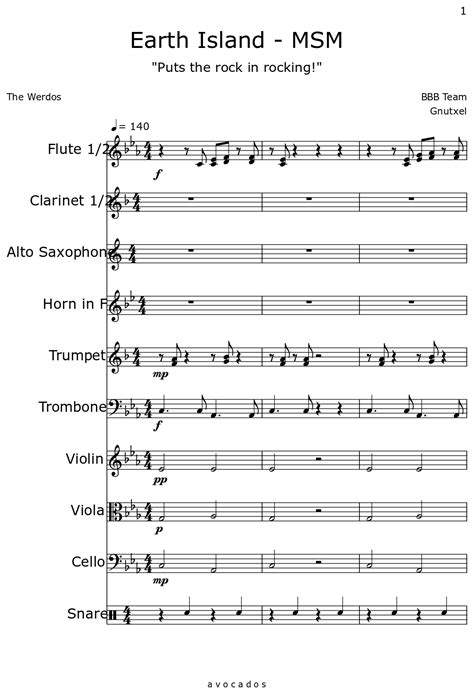 Earth Island Msm Sheet Music For Flute Clarinet Alto Saxophone