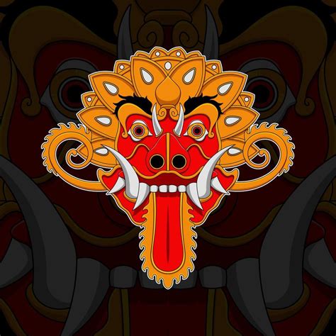 Balinese Barong Mask Vector Illustration 7910672 Vector Art At Vecteezy