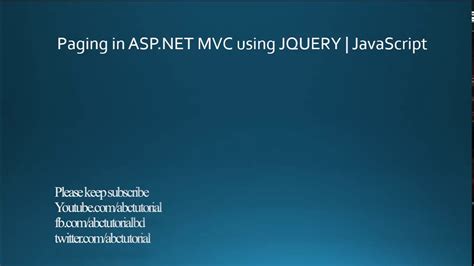Paging In ASP NET MVC Using Jquery Ajax YouTube